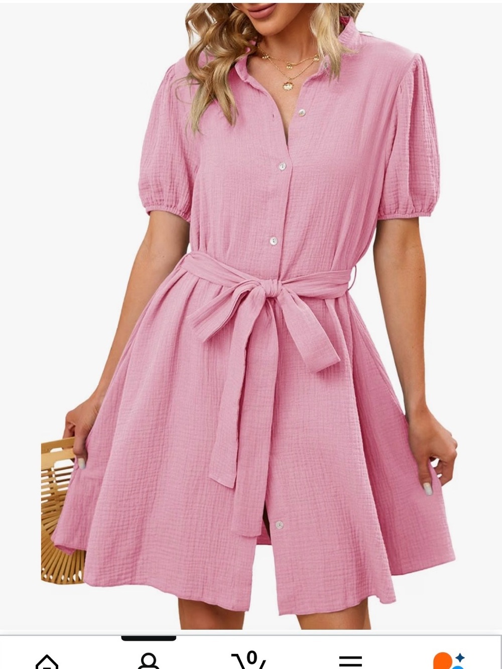 Pink button down dress